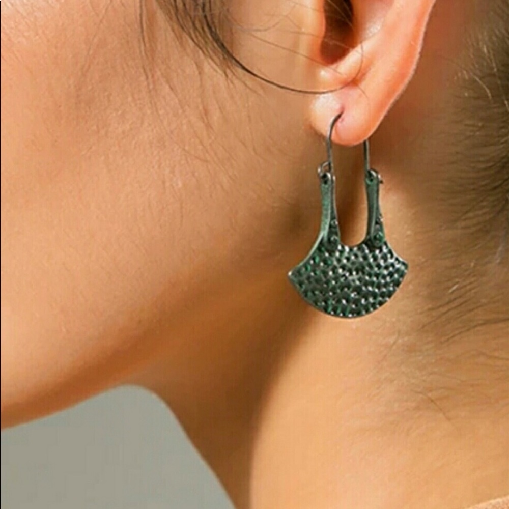 Dangle Earrings Hammered Patina